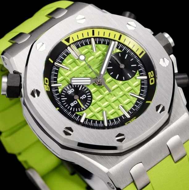 top Watch Audermarlies Offshore 26703 Green Rubber Automatic Watch 42MM Sport Luxury Watch.