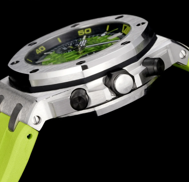 top Watch Audermarlies Offshore 26703 Green Rubber Automatic Watch 42MM Sport Luxury Watch.