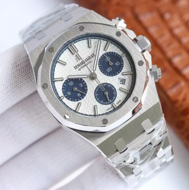 Vintage  Silver Luxury Men Watch Chronograph Panda Dial Automatic Mechanical Sapphire Waterproof Luminous Stainless Steel Business Sport Classic Mens Wristwatch